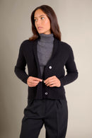 Veste Boutonnée Col Châle - Mila - Noir