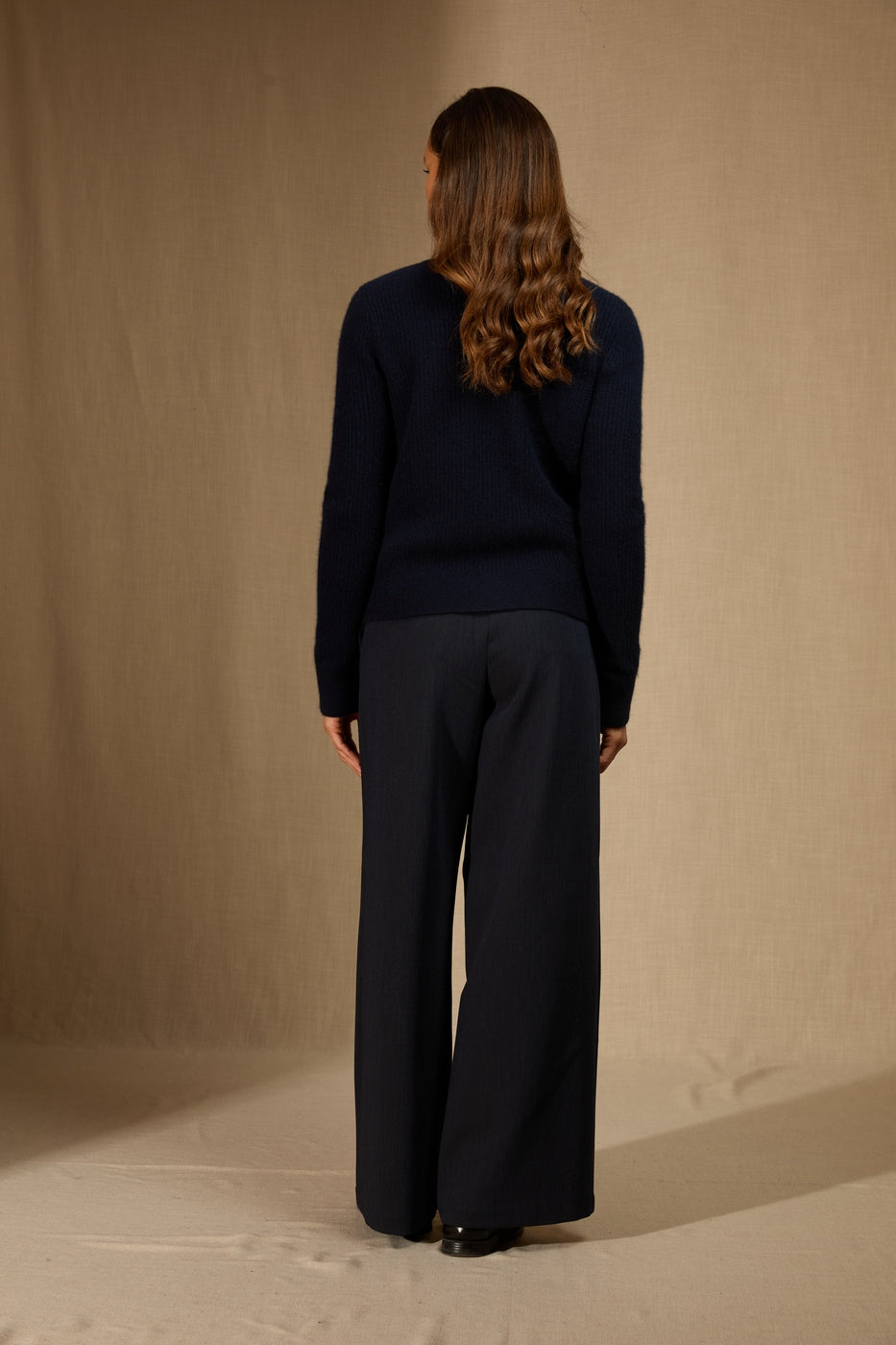 Veste Courte Zippée Col Chemise 4 Fils Sara - Marine
