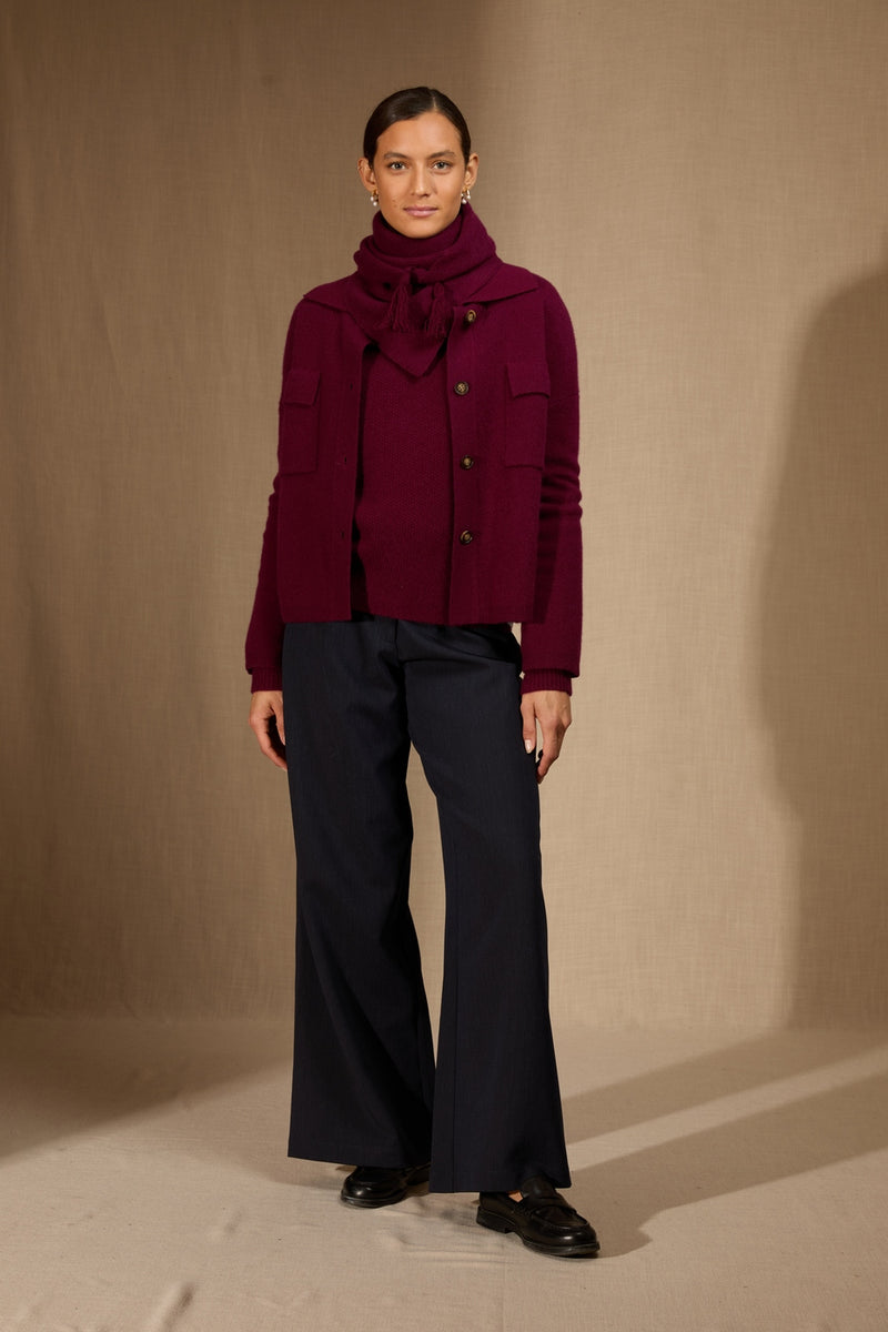 Écharpe Triangle Avec Franges 4 Fils - Condeixa - Bordeaux