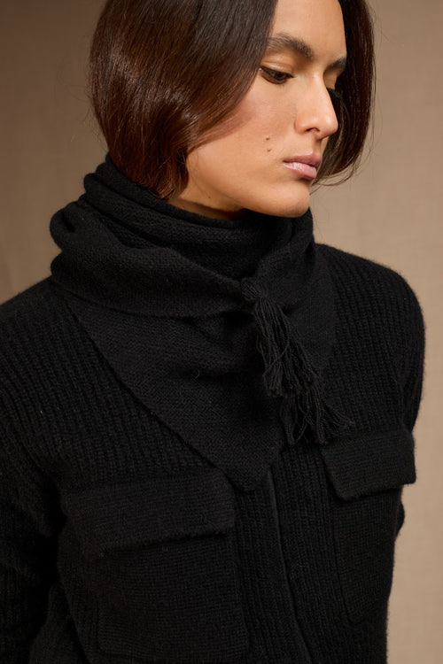 Écharpe Triangle Avec Franges 4 Fils - Condeixa - Noir