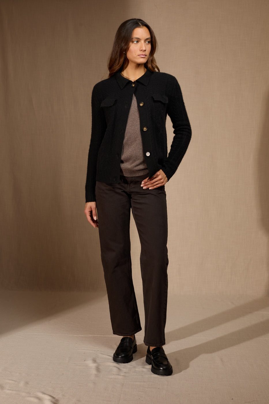 Veste Boutonnée Col Chemise 6 Fils Friume - Noir