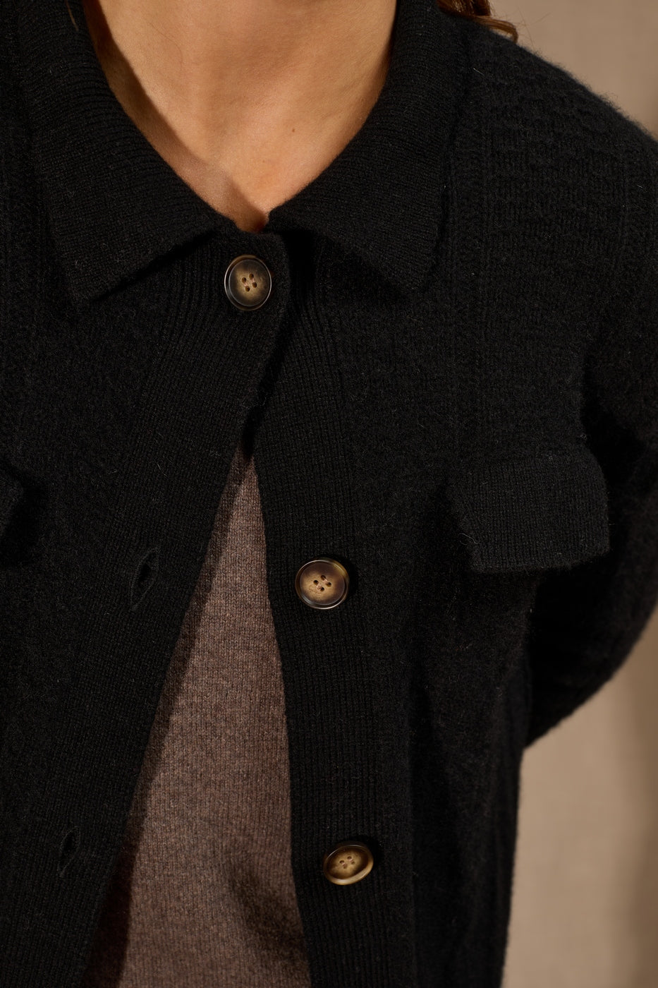 Veste Boutonnée Col Chemise 6 Fils Friume - Noir