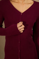 Robe Boutonnée Col V - Maria - Bordeaux