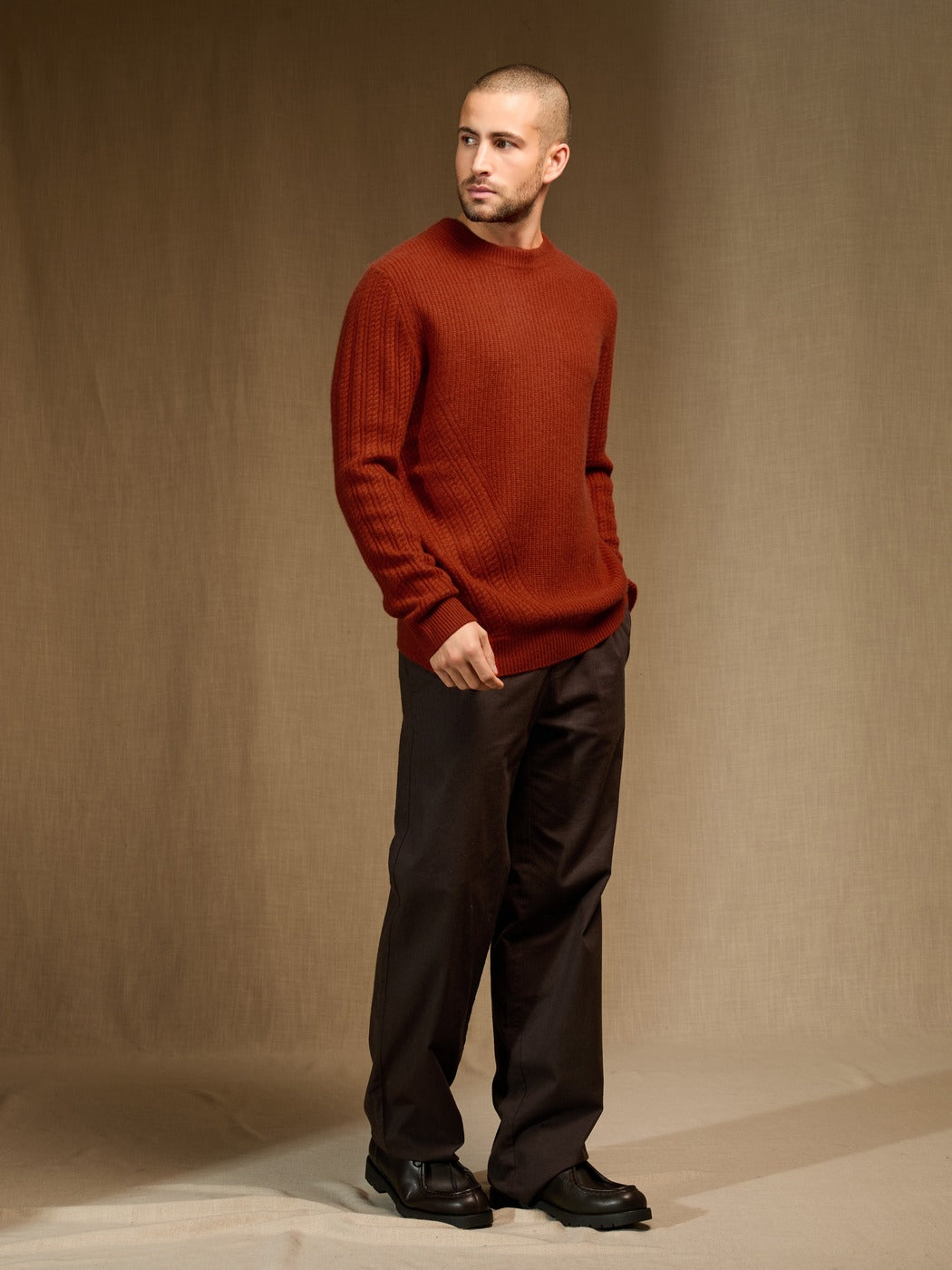 Round-Neck 4-Ply Jumper - Aksel - Paprika