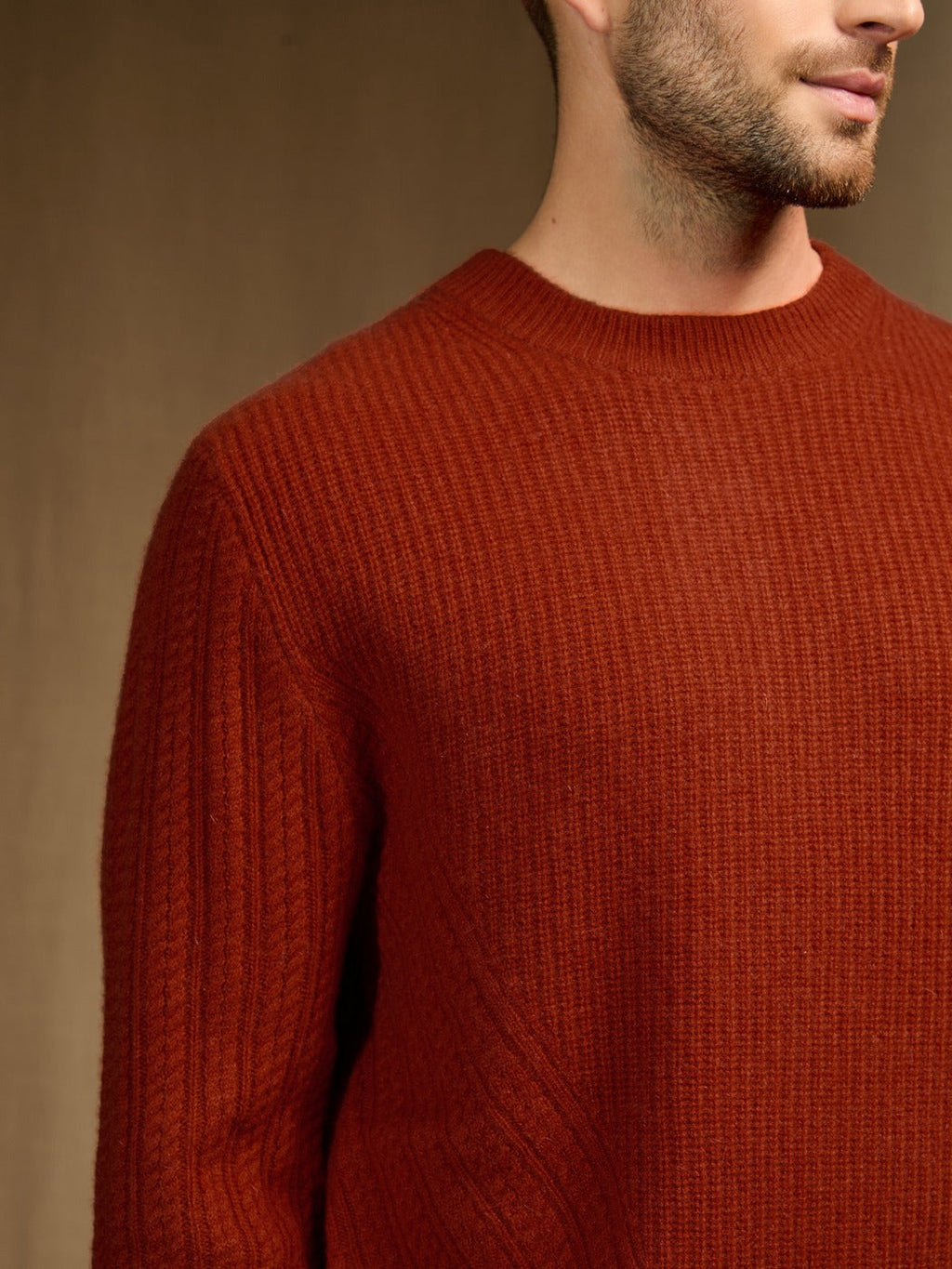 Round-Neck 4-Ply Jumper - Aksel - Paprika