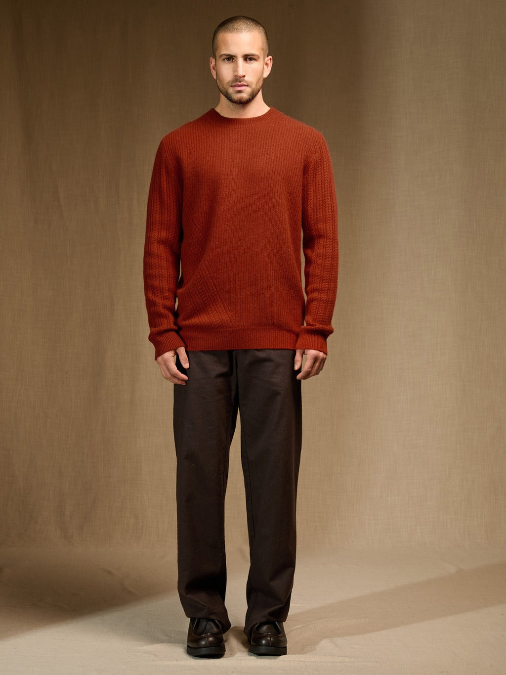 Round-Neck 4-Ply Jumper - Aksel - Paprika