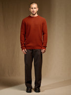 Round-Neck 4-Ply Jumper - Aksel - Paprika