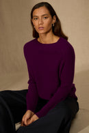 Pull Col Rond 4 Fils - Oceane - Prune