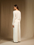 Cardigan Col V 4 Fils Colin - Ivoire