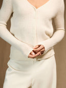 Cardigan Col V 4 Fils Colin - Ivoire