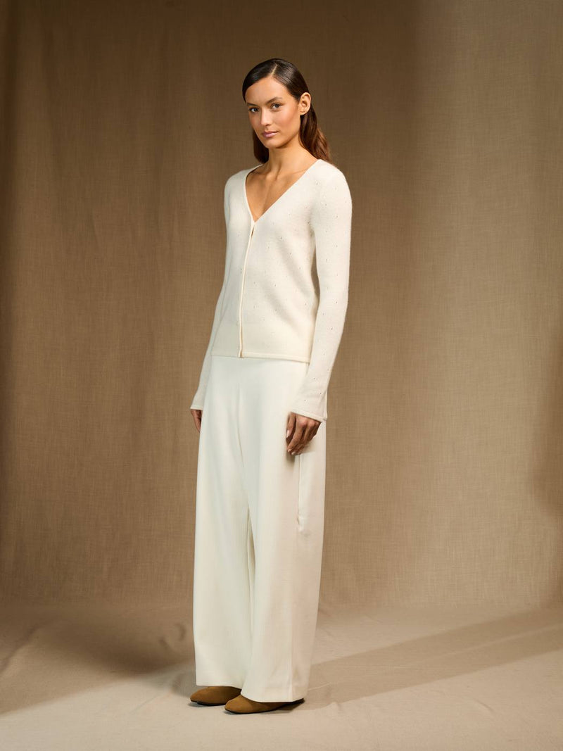 Cardigan Col V 4 Fils Colin - Ivoire