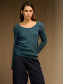 Pull Col Bateau 4 Fils Kelley - Vert Canard Chiné