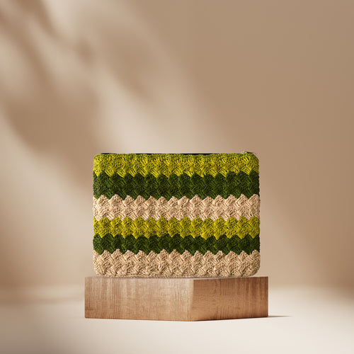 Perla clutch bag - Beige & Green