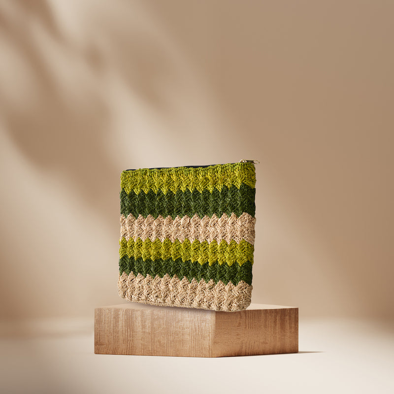 Perla clutch bag - Beige & Green