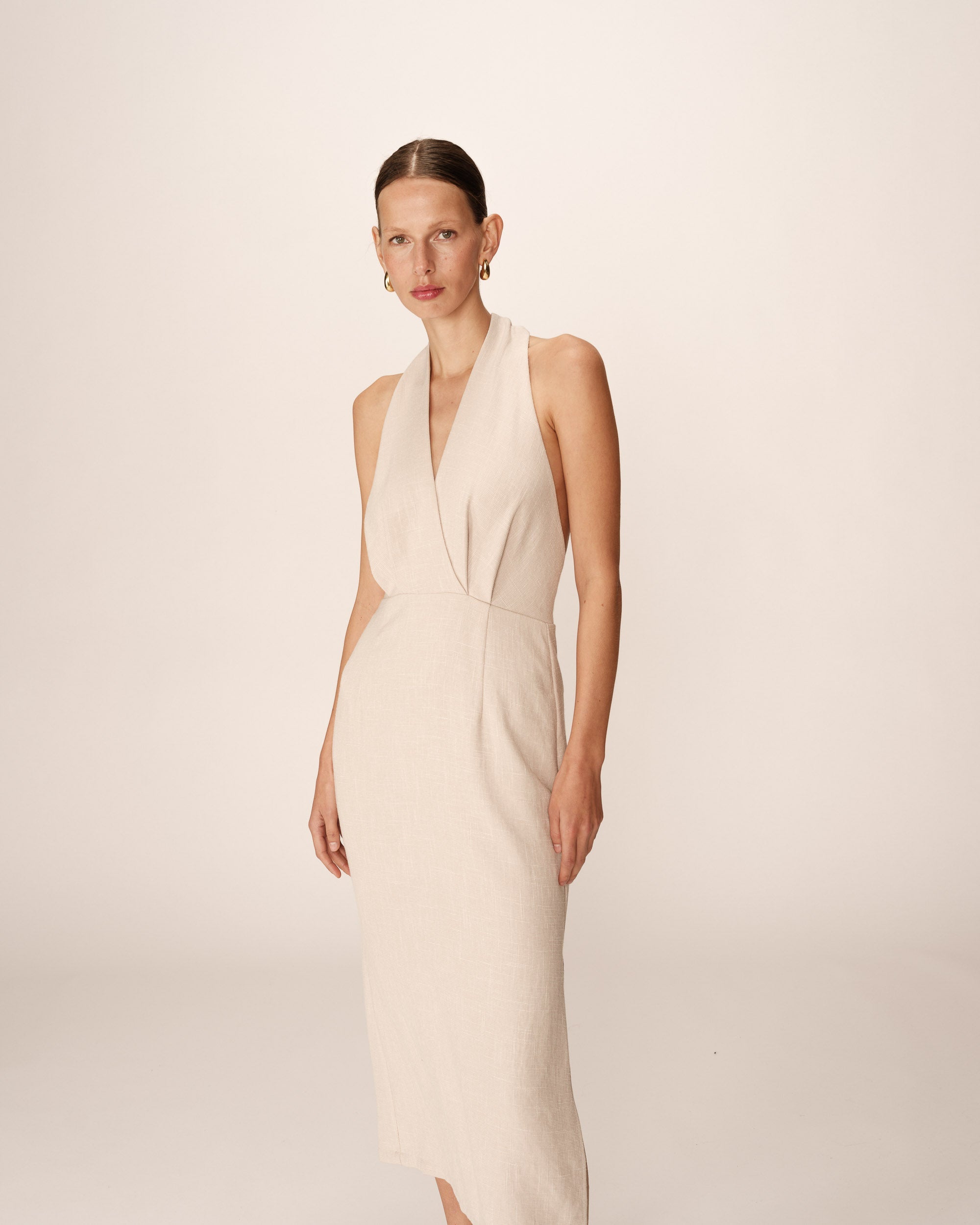 Perla Midi Dress - Beige