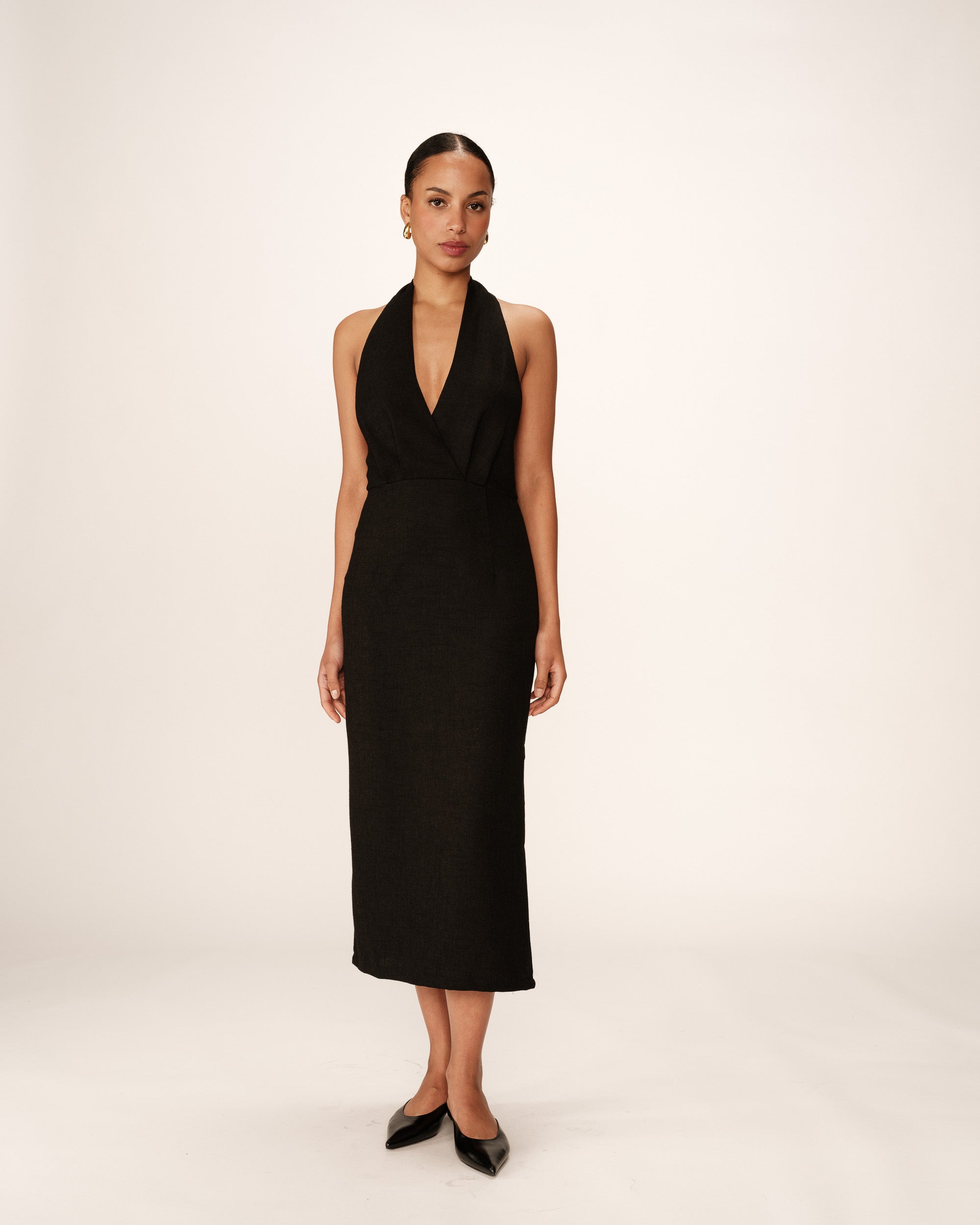 Perla Midi Dress - Black