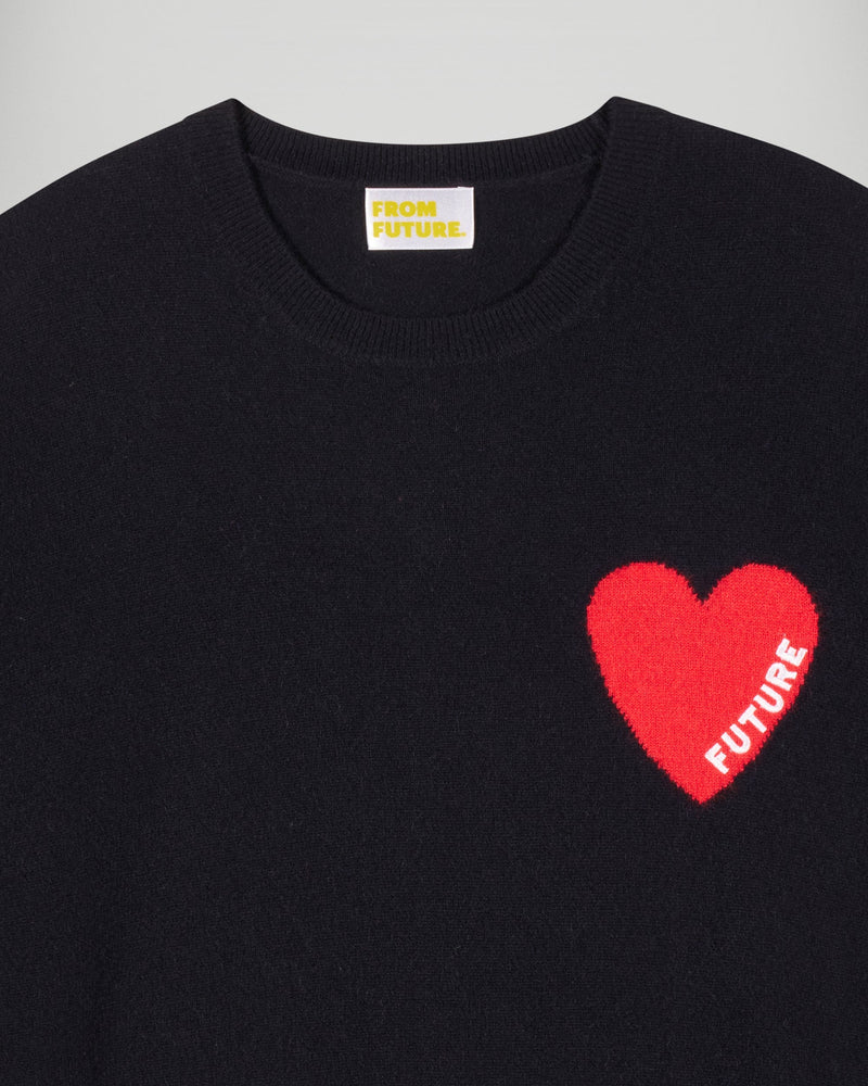 Pull Col Rond Coeur - Noir - Homme