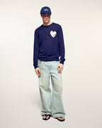 Pull Col Rond Coeur - Navy