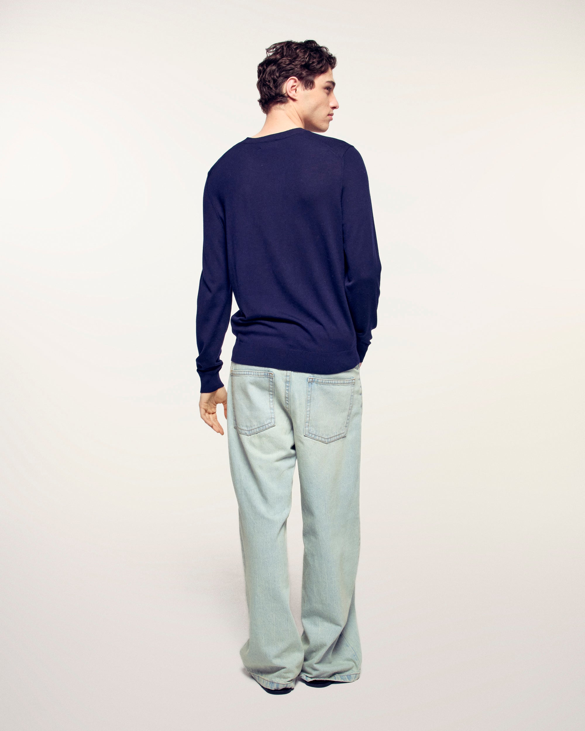 Pull Col Rond Coeur - Navy