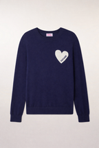 Pull Col Rond Coeur - Navy