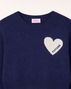 Pull Col Rond Coeur - Navy