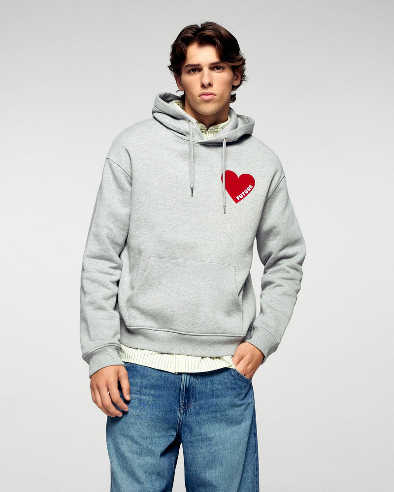 Sweatshirt Hoodie Cœur - Gris Chiné Foncé