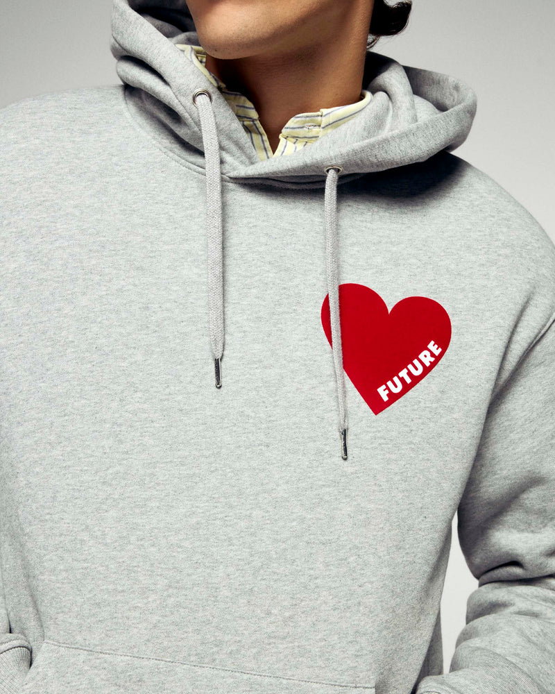 Sweatshirt Hoodie Cœur - Gris Chiné Foncé