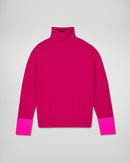 Pull Col Roulé Bords Contrastés - Raspberry Pink - Femme