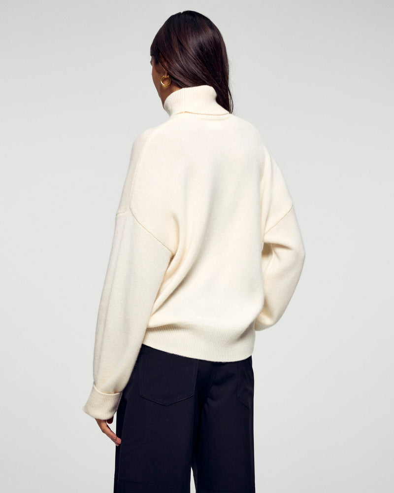 Pull Col Roulé - Ecru - Femme