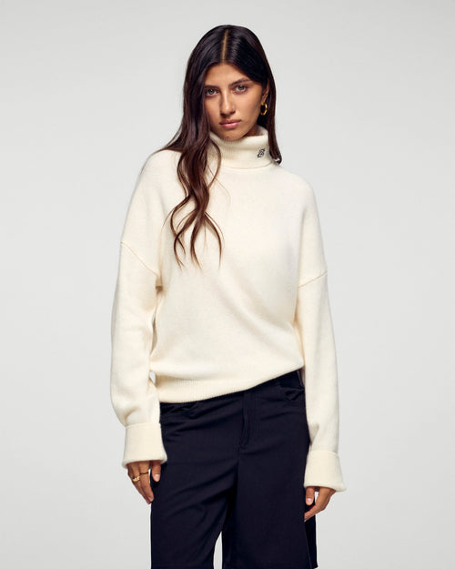Pull Col Roulé - Ecru - Femme
