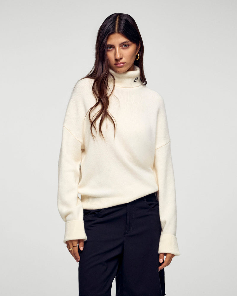Pull Col Roulé - Ecru - Femme