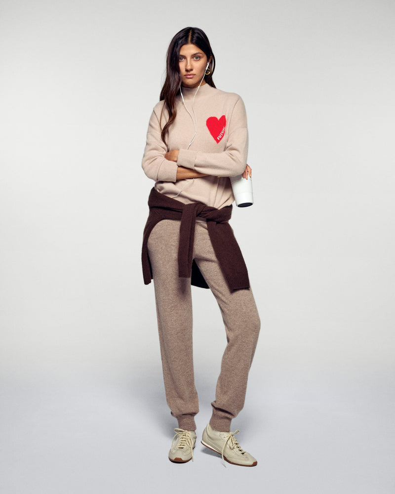 Pull Col Montant Coeur - Iced Sand - Femme