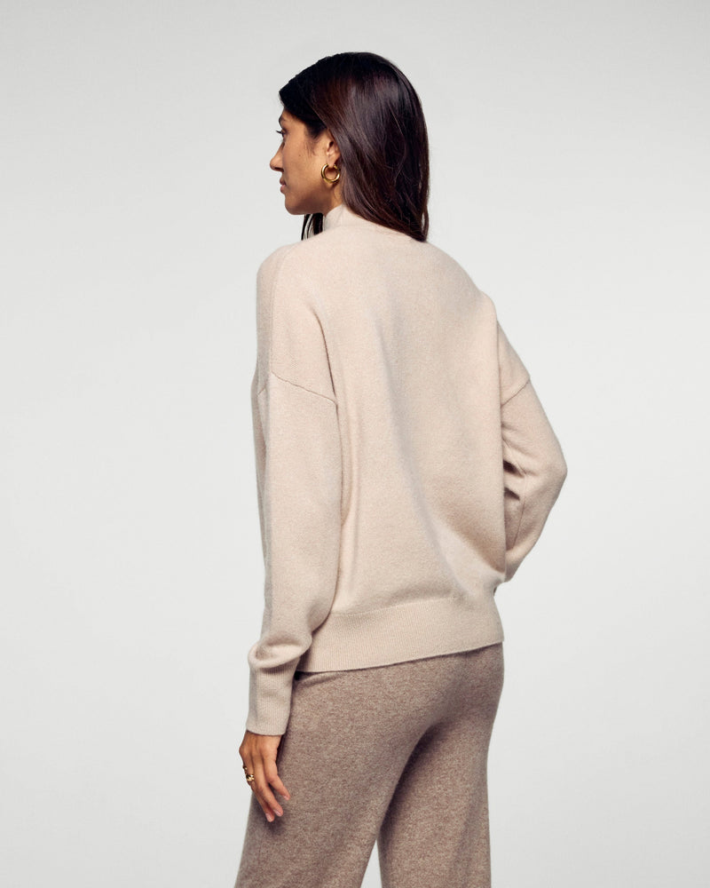 Pull Col Montant Coeur - Iced Sand - Femme
