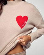 Heart High-Neck Jumper - Iced Sand - Women
