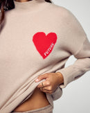Pull Col Montant Coeur - Iced Sand - Femme