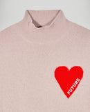 Pull Col Montant Coeur - Iced Sand - Femme