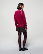 Jersey de cuello alto con ribetes contrastados - Solar Burgundy - Mujer