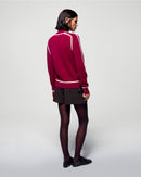 Pull Col Montant Liserés Contrastés - Solar Burgundy - Femme