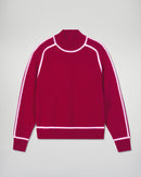 Pull Col Montant Liserés Contrastés - Solar Burgundy - Femme