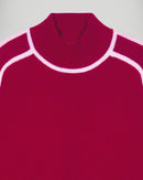 Pull Col Montant Liserés Contrastés - Solar Burgundy - Femme