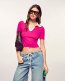 Pull Col Polo Crop Bicolore