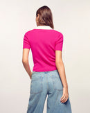 Pull Col Polo Crop Bicolore