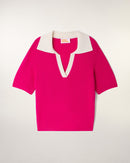 Pull Col Polo Crop Bicolore