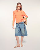 Pull Col Rond Bandes Multicolores Aux Manches - Star Orange