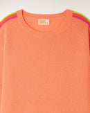 Pull Col Rond Bandes Multicolores Aux Manches - Star Orange