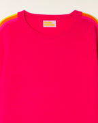 Pull Col Rond Bandes Multicolores aux Manches - Tropical Raspberry