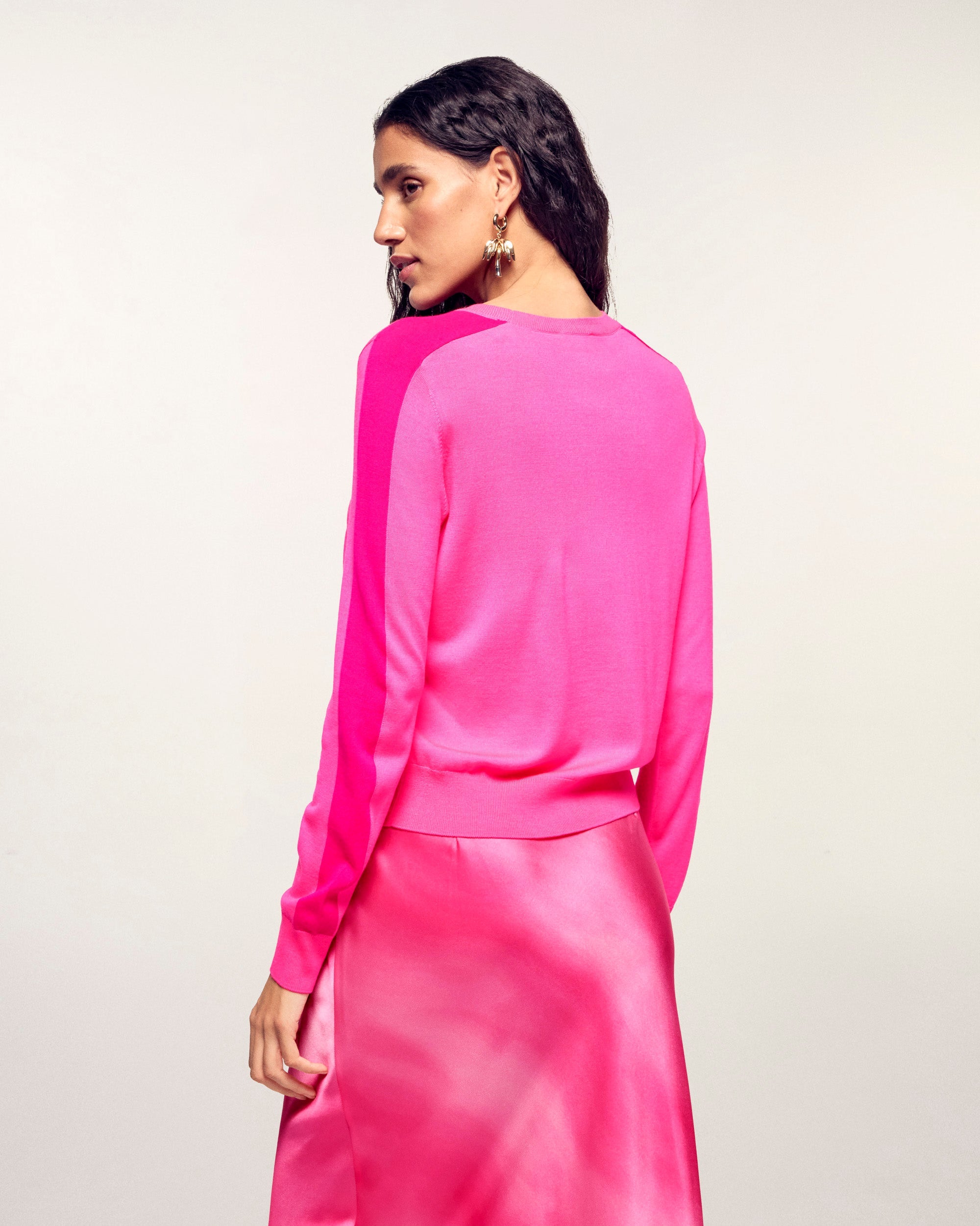 Pull Col Rond Bandes - Love Pink