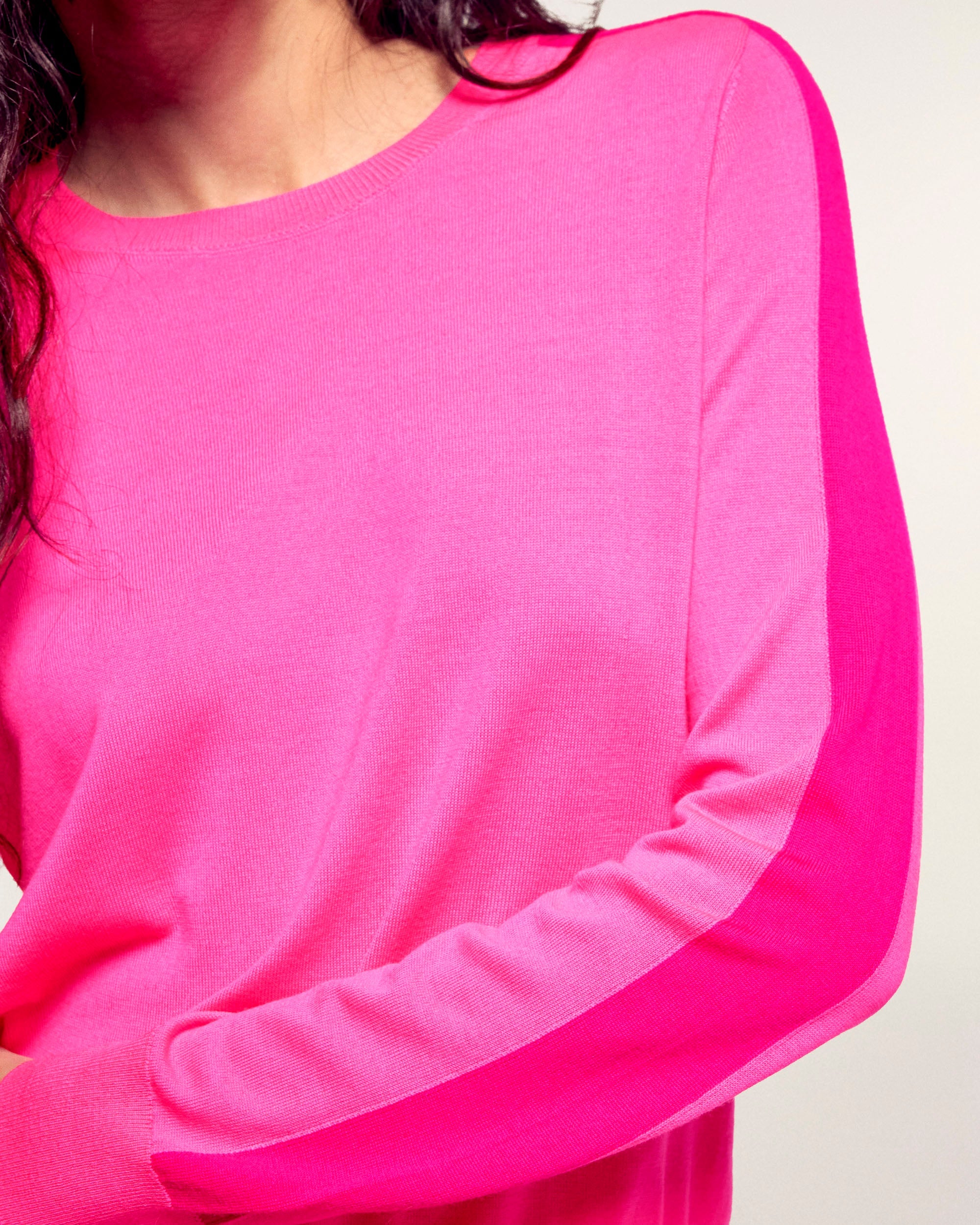 Pull Col Rond Bandes - Love Pink