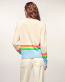Pull Col Rond à Bandes - Baby Blue