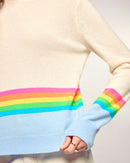Pull Col Rond à Bandes - Baby Blue